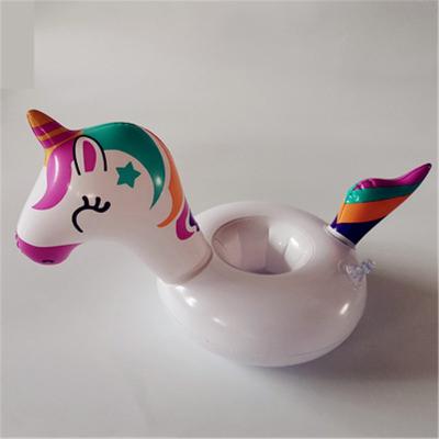 China Wholesale Portable Animal PURPLE Inflatable Unicorn PVC Shape Drink Floating Cup Holder For Poolside Party for sale