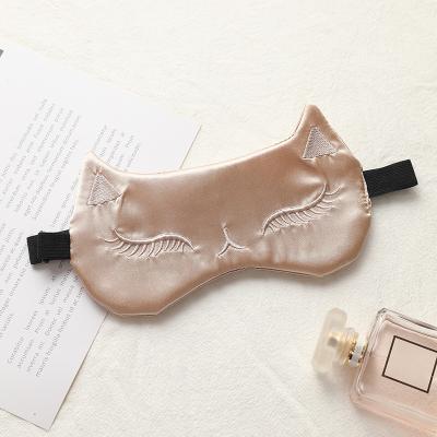 China Light double-sided simulation silk travel shading shading eye mask cartoon cat sleep eye mask lunch break sleep eye mask for sale