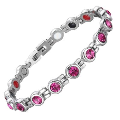 China Wholesale Rose Quartz Crystal Women Stainless Steel Magnetic Bracelets CLASSIC for sale