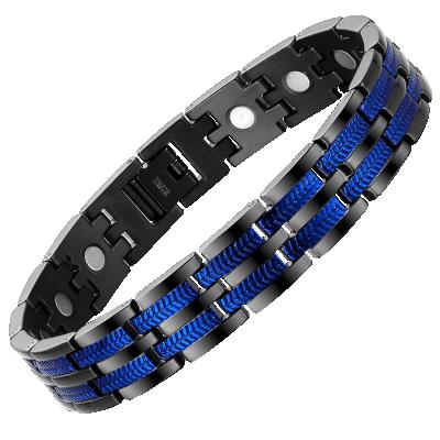 China MagEnergy Bio High Quality Nickel Free Blue Black Magnetic Bracelet For Men Titanium Jewelry for sale