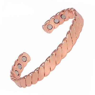 China MagEnergy Copper Bangles CLASSIC Bracelets Refine Magnetic Health Bracelet Couple Bracelet For Amazon for sale