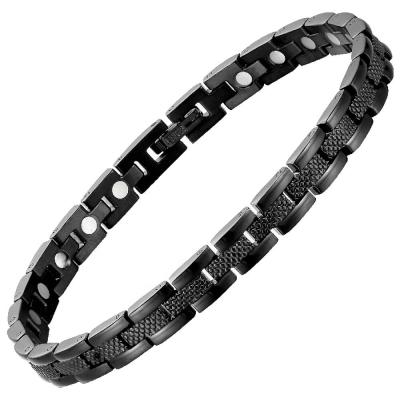 China CLASSIC MagEnergy Black Color Stainless Steel Arthritis Magnetic Therapeutic Link Bracelets For Women for sale