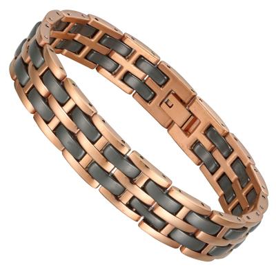 China BioMag Rose Gold Stainless Steel Black Bracelets CLASSIC Ceramic Jewelry for sale