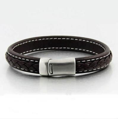 China MagEnergy CLASSIC Metal Magnetic Genuine Leather Braided Bracelet For Men for sale