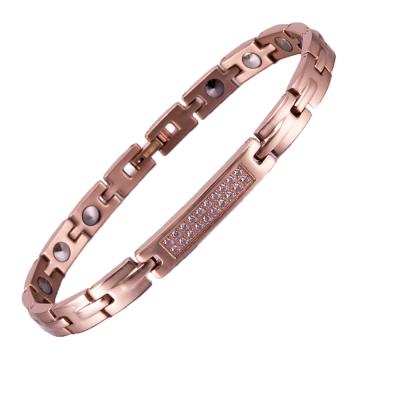 China Rose Gold Pure Germanium Diamond Electroplating Fashion BioMag Magnetic Bracelets Women Jewelry Romantic Germanium Bangle for sale