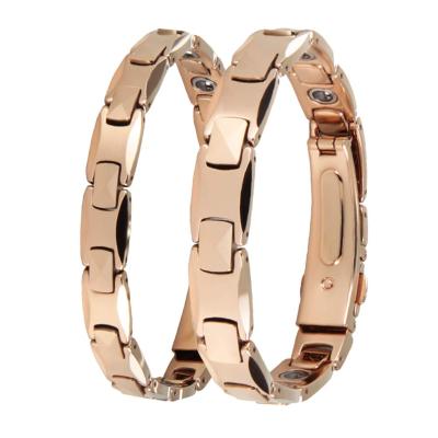 China BioMag CLASSIC Not Easy To Change Color Rose Gold Metal Germanium Titanium Magnetic Bracelet Couples Bracelet for sale