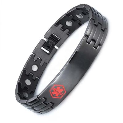 China MagEnergy Stainless Steel Men's Stainless Steel Bangle Black Magnetic Bracelets For Arthritis and Carpal Tunnel for sale