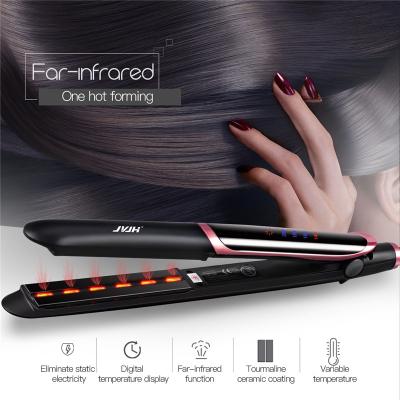 China Professional Negative Ion Infrared Hair Wrinkling Iron LED Display Hair Straightener Straightening Curling Household Curler Hair Flat Iron for sale