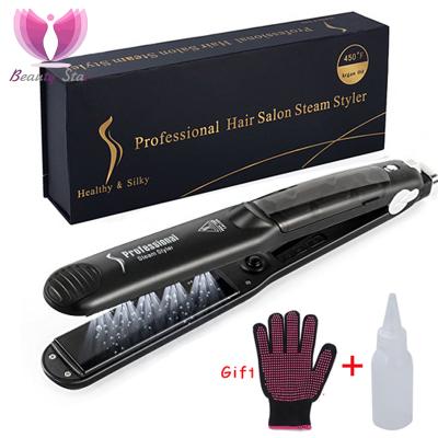 China Household Steam Ceramic Hair Iron Flat Hair Straightening Iron Curler Steam Hair Styling Tool Professional Steam Hair Straightener for sale