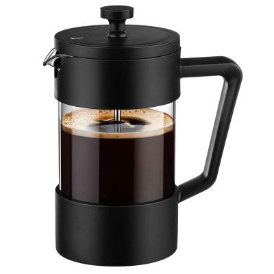 China 12Oz PORTABLE French Press Coffee and Tea Maker, Thickened Borosilicate Gl Coffee Press Rustless and Dishwasher Safe, Black for sale