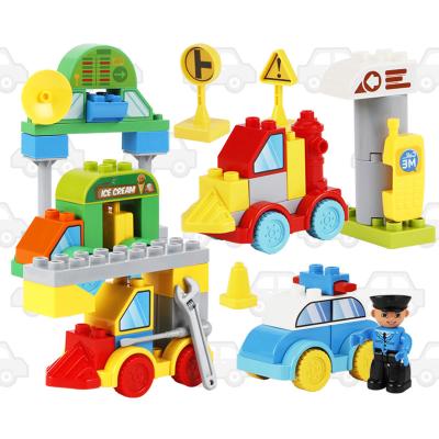 China Building Block Toy Big Block STEM City Transportation Traffic Urban Car Building Block Large Sizes Particle Bricks DIY Educational Toys For Children for sale