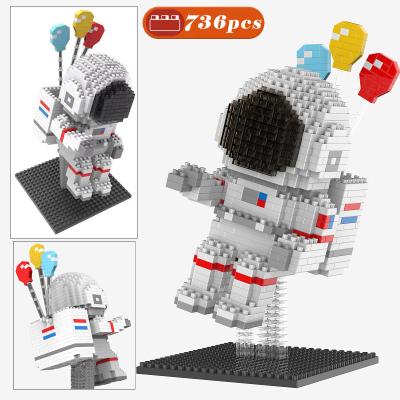 China STEM micro Mini Model Building Kits Diamond Bricks Space Building Block Toy Balloon Spaceman Astronaut Micro Building Blocks for sale