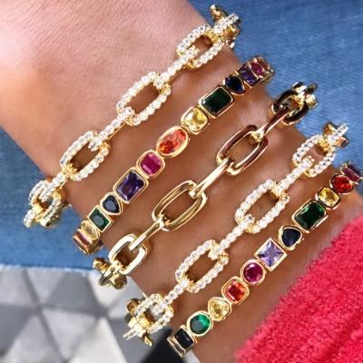 China Bangle exquisite bling crystal diamond zircon bracelet charm bead charm party TRENDY fashion copper diamond colorful jewelry for sale