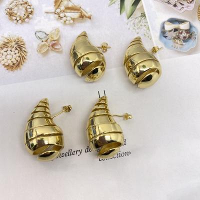 China TRENDY 2023 18k Gold Plated Water Drop Stud Earring Copper Irregular Cut Jewelry For Women Trendy Supplies Fashion Jewelry for sale