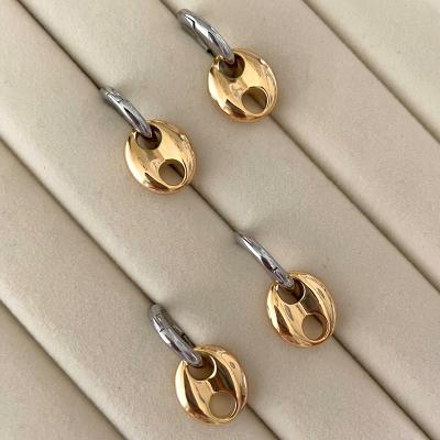 China FASHIONABLE Hips Hops Free Geometric Oval Coffee Bean Chain Earrings Pig Nose Drop Earrings Delicacy Stainless Steel for sale