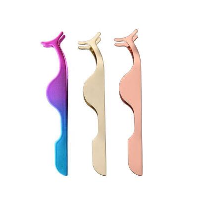 China Rose Gold Eyelash Applicator Curved Amazon Gold Eyelash Applicator Dropshipping Tweezers Eyelash Extension for sale