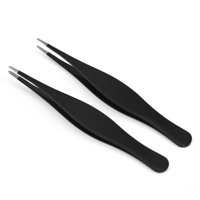 China Private Madame Design Stainless Black Color Custom Steel Eyebrow Tweezers Tilt Remover Eyebrow Tweezers Cut for sale