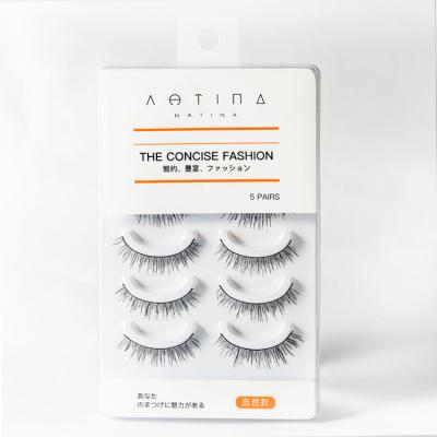 China NATINA 5 Natural Cross Pairs Multipack False Eyelashes Natural Cross Reusable Synthetic Fiber Handmade False Eyelashes for sale