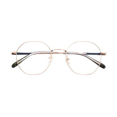 China New Customized Fashionable Ultra Light Titanium Metal Gold Glasses Frame Anti Myopia Blue Light Glasses for sale