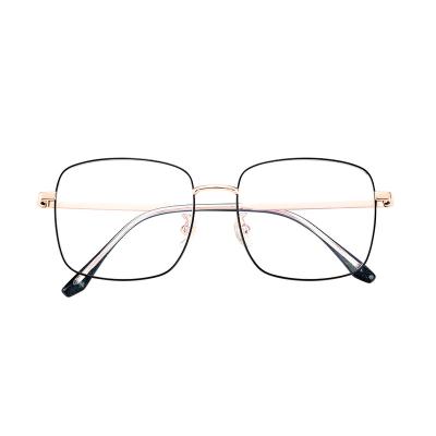 China Hot Sale Fashionable Classic Black Metal Square Frame Anti Blue Light Optical Transparent Glasses for sale