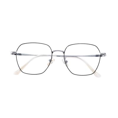 China Trendy Silver Gray Metal Frame Fashion Myopia Optical Glasses Men And Women Clear Glasses for sale