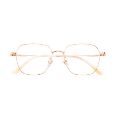 China Fashionable Hot Sale All Match Frame Gold Optical Metal Myopia Blue Light Blocking Glasses for sale