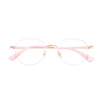 China Trendy Pink Metal Frame High Value Fashion Blue Lightweight Transparent Glasses Anti Myopia for sale