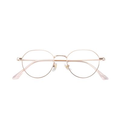 China 2022 Fashionable Round Full-rim Ornament Metal Eyeglasses Small Size Slim Optical Frames For Men for sale