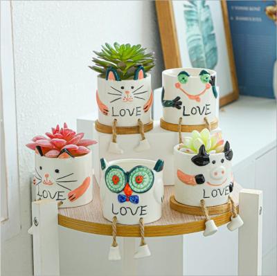 China Modern Cartoon Owl Flower Pot Garden Plant Ceramic Succulent Cute Animal Flower Pots For Living Room Decor for sale