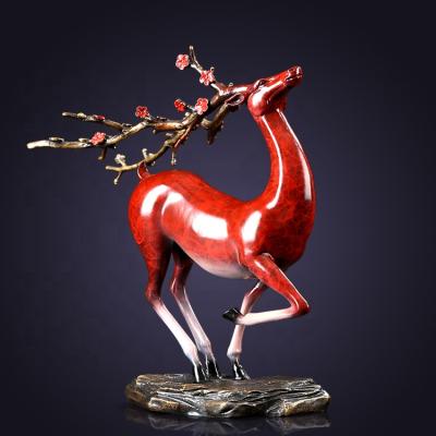 China New design elk statue brass deer sika animals statues deer china craft home decoration for sale