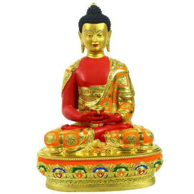 China ORIENTAL Small Buddha Sculpture Handmade Carved Art Temple Reglious Colorful Brass Amitabha Buddha Statue for sale