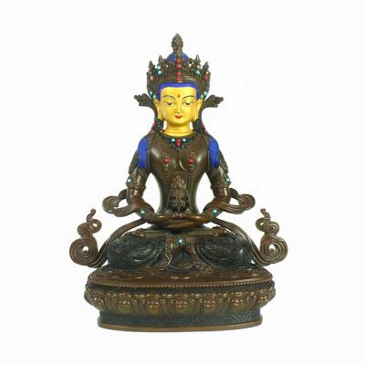 China Professional Customized High Quality Antique Statues Of Europe Metal Casting Copper Sculpture Amitayus Buddha for sale