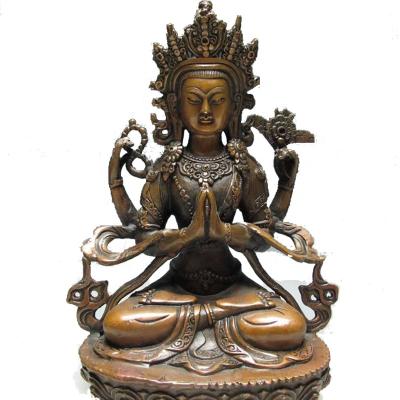 China Wholesale Antique Bronze Buddha Statues Western Custom Brass Copper Metal Tibetan Buddha Statue for sale