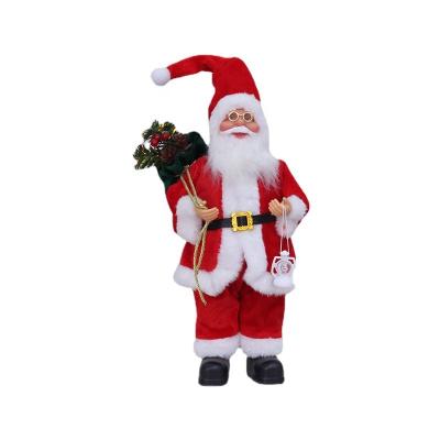 China Plastic + Plush Deluxe Merry Christmas Holding Traditional Santa Claus Ornament Christmas Decoration Figurine Collectible Holiday Doll for sale