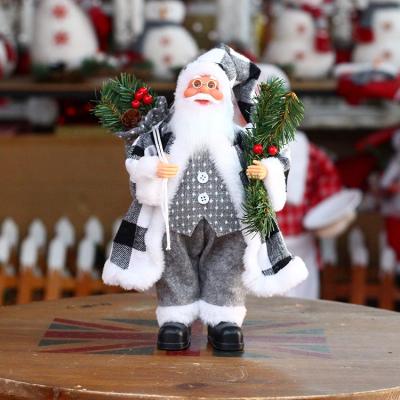 China Plastic + Plush Factory Christmas Decoration Supplies Standing Santa Claus Figure Presents Christmas Santa Clause Naughty/Nice List Bag for sale