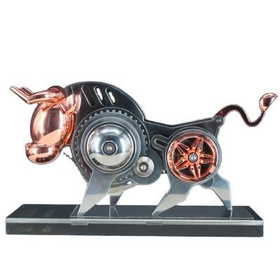 China Cute China Cartoon OX Statue Stainless Steel Bull Statue For 2021 New Year Gifts for sale