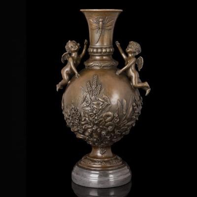 China New China Antique Metal Flower Vase Designs Brass Vases For Home Decor for sale