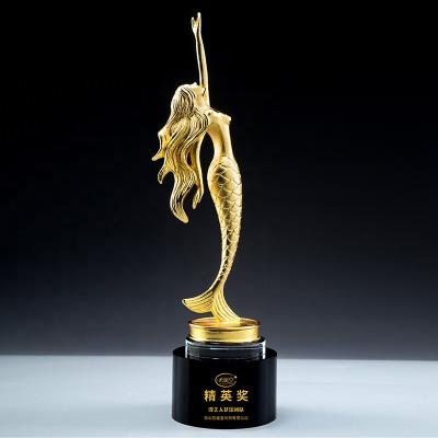 China China New Design Mermaid Figure Good Quality Art Collectible Metal Cup Trophy Trophy for sale