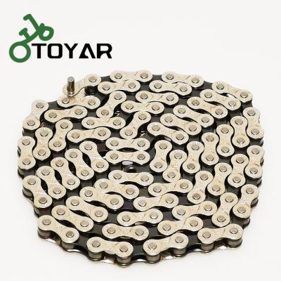 China 1/2 x 3/32 Inch 116 Steel Double Links Blue Color Toyar Bike Chain 6/7/8 Speed ​​/ Silver for sale