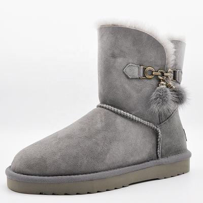 China Women Suede Anti-skid Faux-Fur Boots Slippers Classic Mid Winter Calf Fashion Shearling Boots Ladies Slippers Striping Cold Weather Shoes for sale