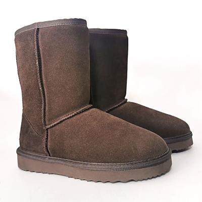 China Fashion Trend Brown Fur Winter Women's Mid Calf Snow Boots Waterproof Anti-skid Outdoor Female Shoes Full Genuine Soft Comfortable Boots Supplier for sale