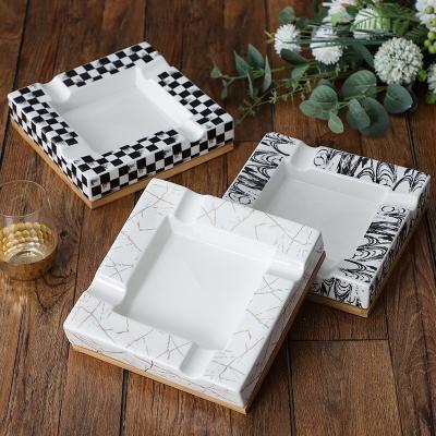 China Modern simple personalized custom square ceramic ashtray design hotel household ashtray cigar ashtrays for sale