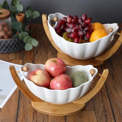 China Large fruit candy bowl snack living room Nordic modern ceramic viable dried fruit dish household ceramic fruit dish for sale