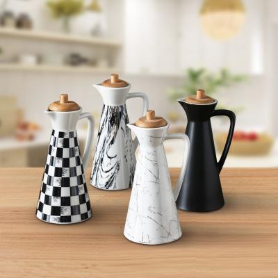 China Viable Creative Frying Oil Dispenser Bottle Ceramic Kitchenware Dressing Bottles Set for sale