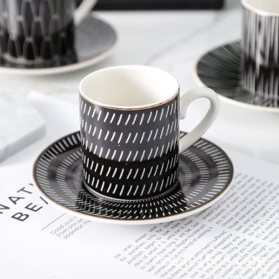 China Viable Espresso Cup Coffee Cups And Saucers Set Turkish Ceramic High End Luxury Custom Logo Acceptable Customized Support Delicate Black for sale