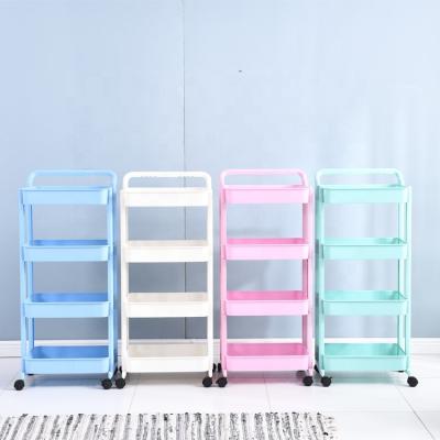 China Viable 4 Tier Family Bathroom/Kitchen Shelf Organizer Kitchen Organizer Rack Shelves With Wheels for sale