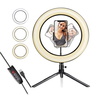 China ABS+PC Ring Light Desktop 10 Inch Polegtripod Selfie Ring Light 10 Colors Selfie Ring Light And Stand Photograph for sale