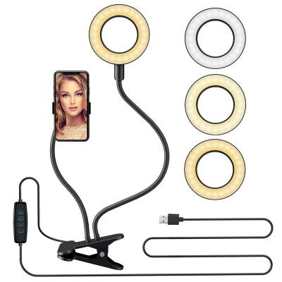 China Inch 9cm Flexible Photogrphy Live Tianmei 3.5 Stream Clip/Makeup Board Style Stand Selfie Ring Light Cell Phone Holder for sale