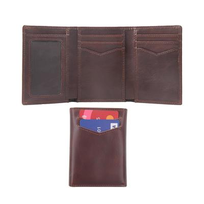 China RFID Genuine Leather Men's Slim Wallet Card Holder Wallet For Men RFID Card Holder Wallet With ID Card Holder for sale