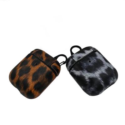 China For airpods For Earphone Cover Waterproof Fashion Leather Soft Leather Case For AirPods 1&2,Leopard Print Key Chain Hard Case for sale